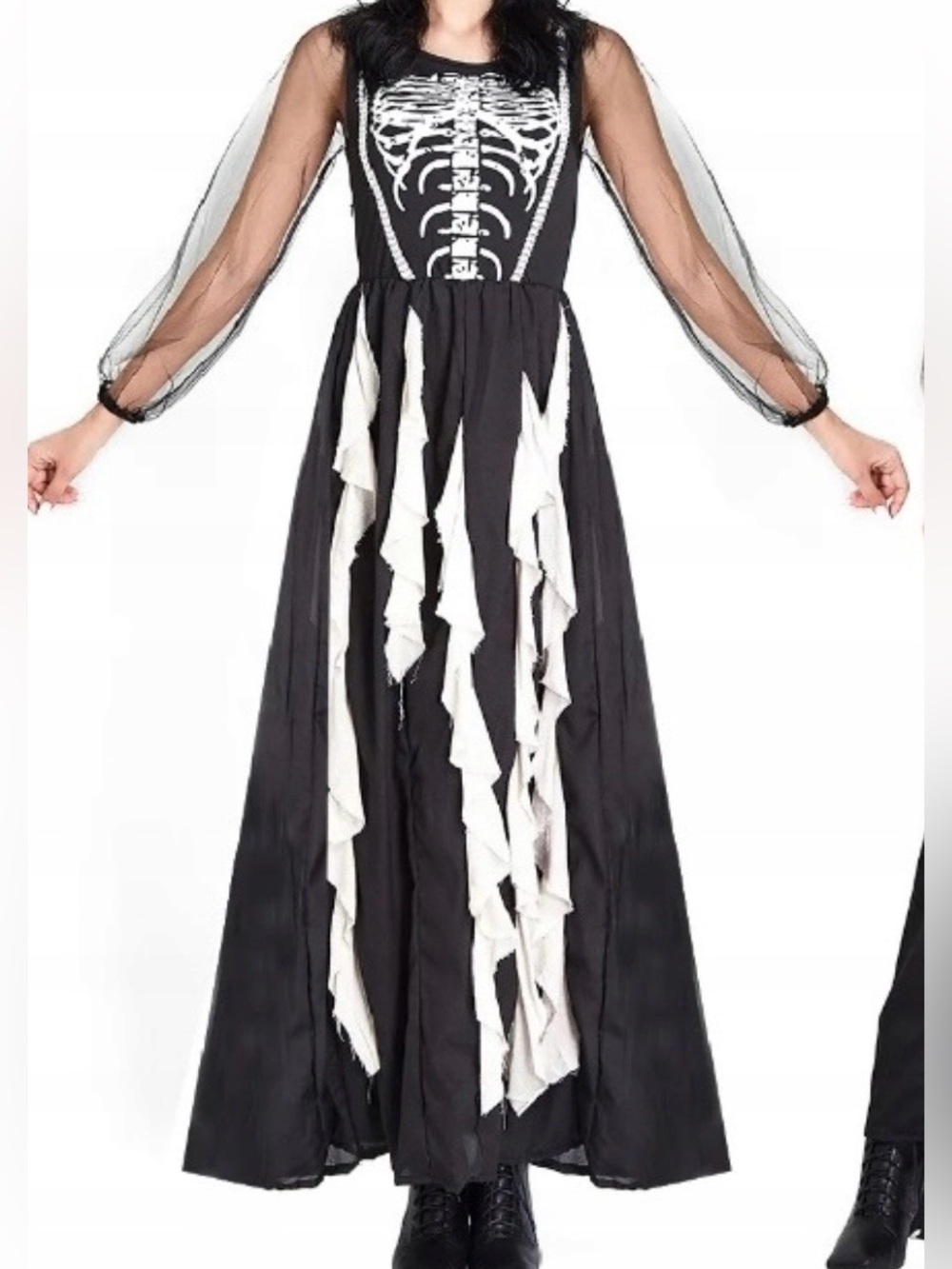 Gothic Skeleton Zombie Ghostly Bride Dress Women’s Halloween Costume Large
